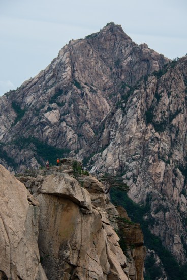 Climbers summit a peak in Seoraksan National Park in May.